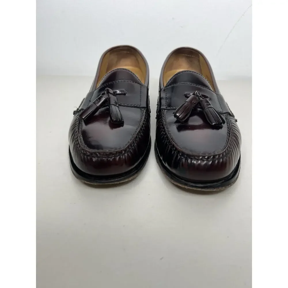 Cole Haan Mens Burgundy Tassel Loafers Leather Slip On Dress Shoes Size 9.5